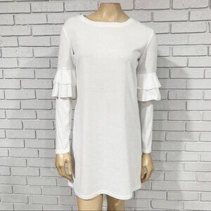 Stellah Women’s White Flutter Sleeve Dress - Size Small